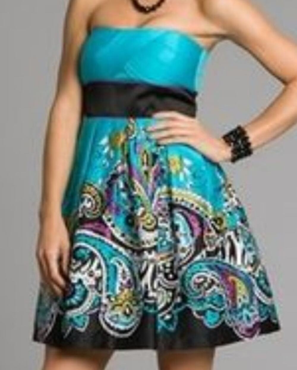 Teeze Me Teal Floral Strapless Retro Knee Length Junior Dress Size 9